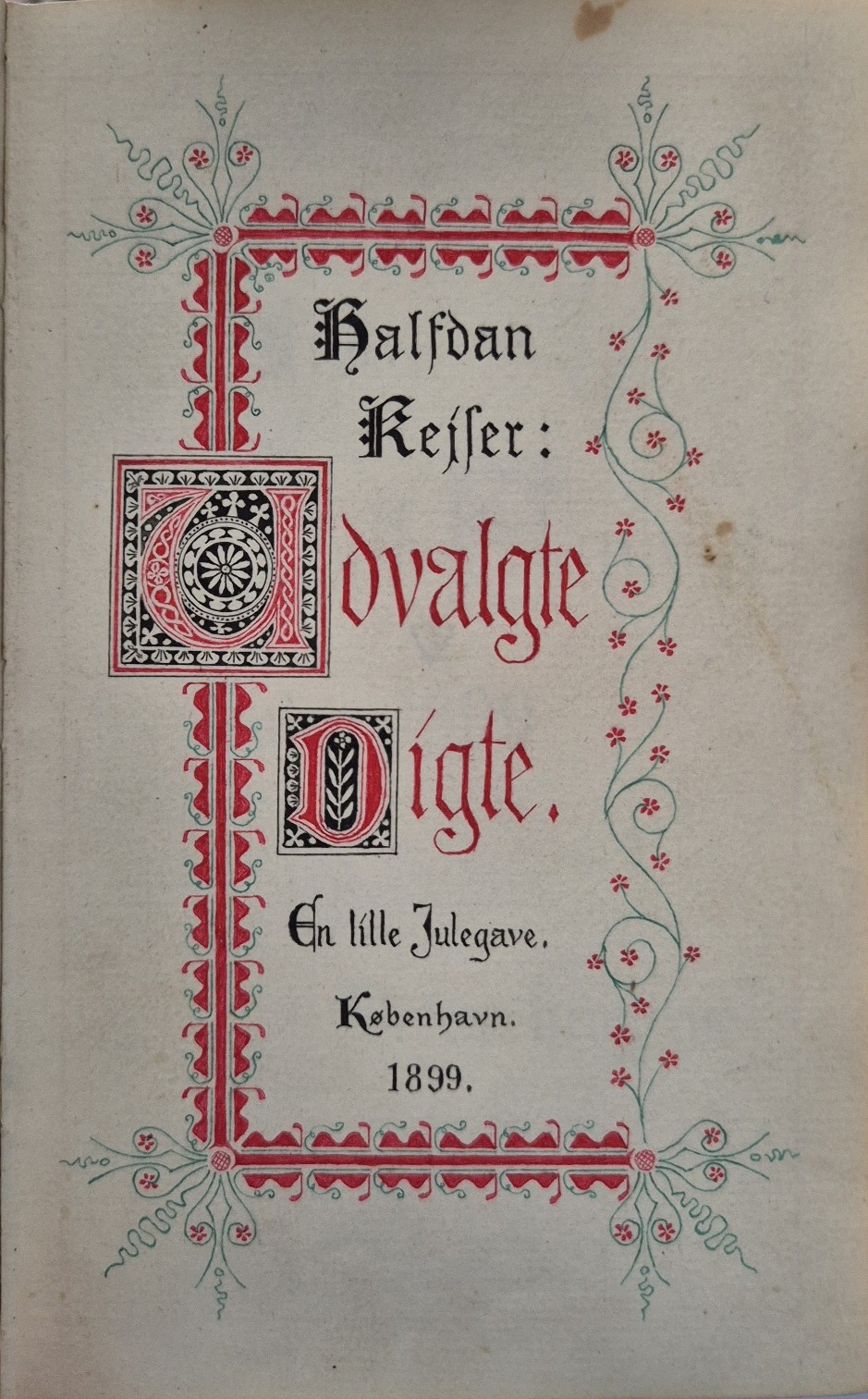 Håndskrevet forside på bogen - Haldan Kejser