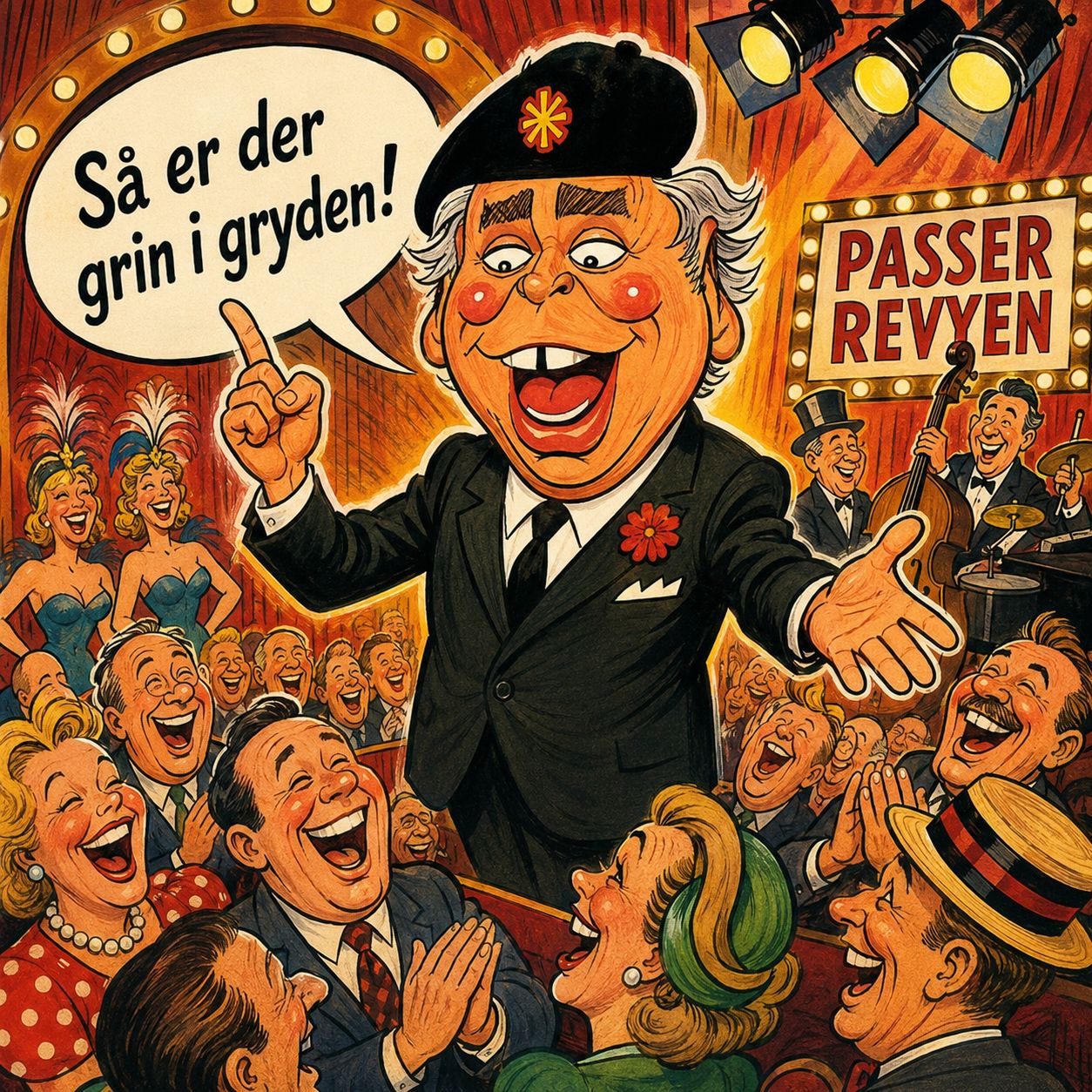 Sjove dirch passer på scenen i karikaturtegning